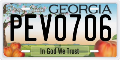 GA license plate PEV0706