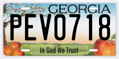 GA license plate PEV0718