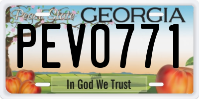 GA license plate PEV0771