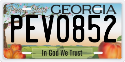 GA license plate PEV0852