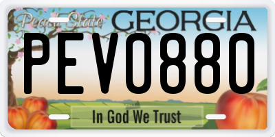 GA license plate PEV0880