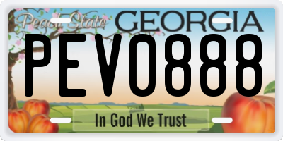 GA license plate PEV0888