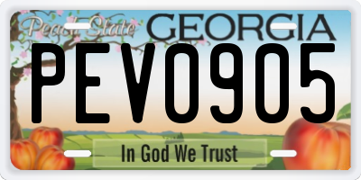 GA license plate PEV0905