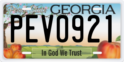 GA license plate PEV0921