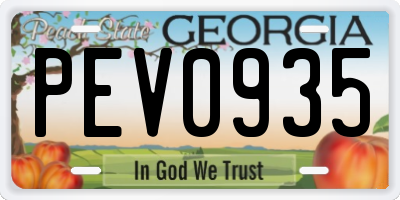 GA license plate PEV0935