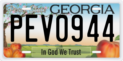GA license plate PEV0944
