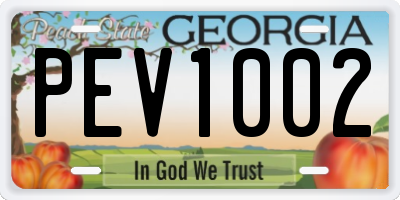 GA license plate PEV1002