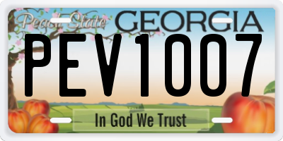 GA license plate PEV1007