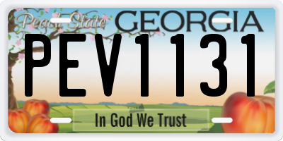 GA license plate PEV1131