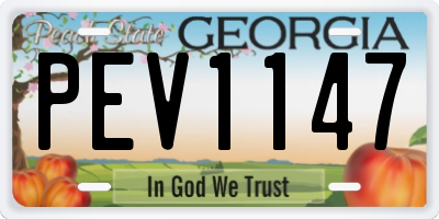 GA license plate PEV1147