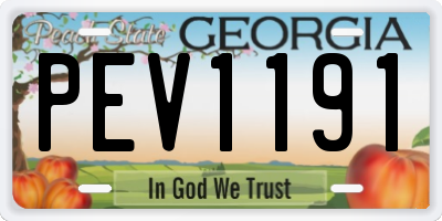 GA license plate PEV1191