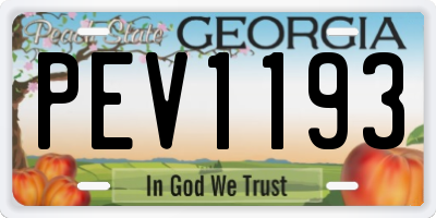 GA license plate PEV1193