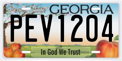 GA license plate PEV1204