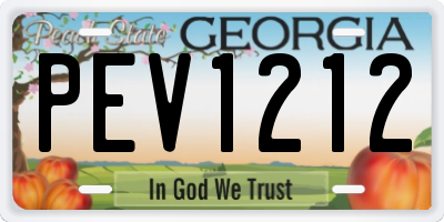 GA license plate PEV1212