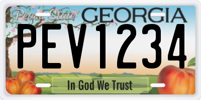 GA license plate PEV1234