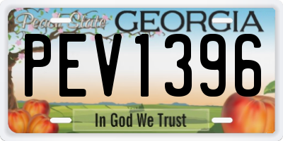 GA license plate PEV1396