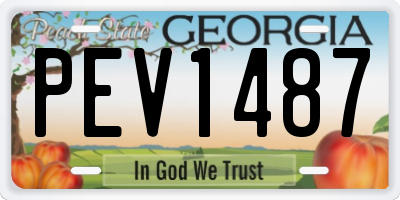 GA license plate PEV1487