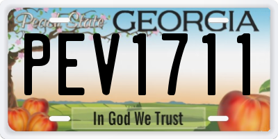 GA license plate PEV1711