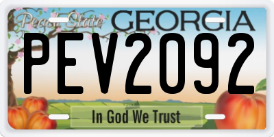 GA license plate PEV2092