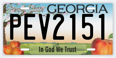 GA license plate PEV2151