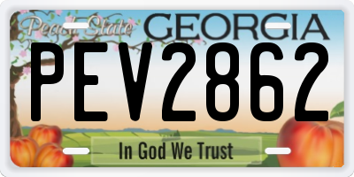 GA license plate PEV2862