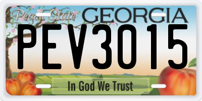 GA license plate PEV3015