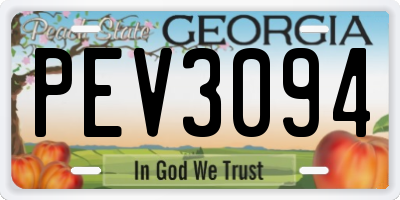 GA license plate PEV3094
