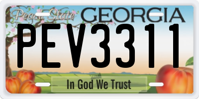 GA license plate PEV3311