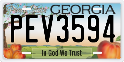 GA license plate PEV3594