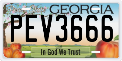 GA license plate PEV3666