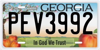 GA license plate PEV3992