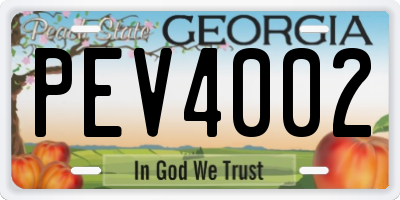 GA license plate PEV4002