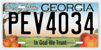 GA license plate PEV4034