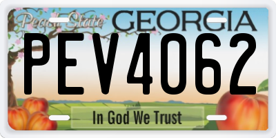 GA license plate PEV4062