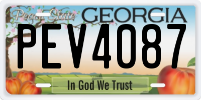 GA license plate PEV4087