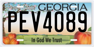 GA license plate PEV4089