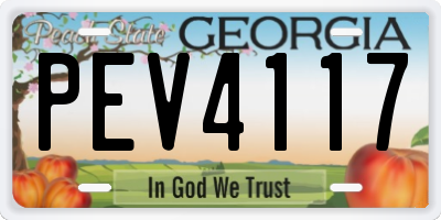 GA license plate PEV4117