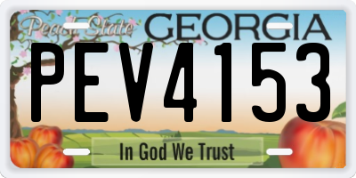 GA license plate PEV4153