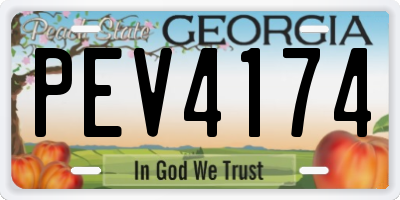 GA license plate PEV4174
