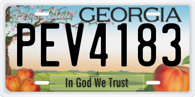 GA license plate PEV4183