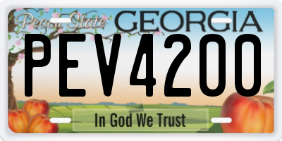 GA license plate PEV4200