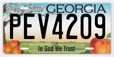 GA license plate PEV4209