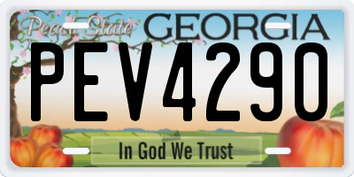 GA license plate PEV4290