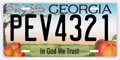GA license plate PEV4321