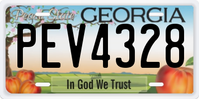 GA license plate PEV4328