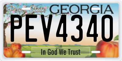 GA license plate PEV4340
