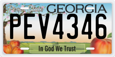 GA license plate PEV4346