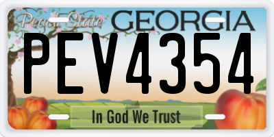GA license plate PEV4354