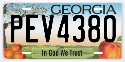 GA license plate PEV4380