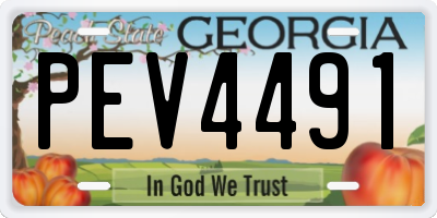 GA license plate PEV4491